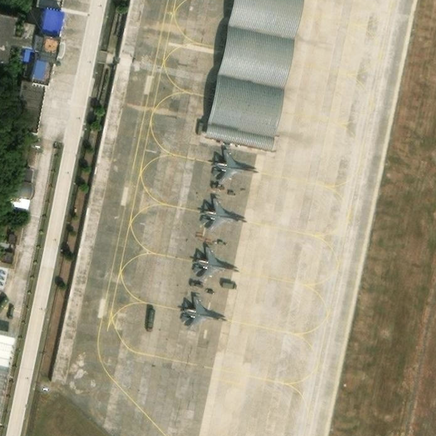 Unprocessed satellite imagery of airbase